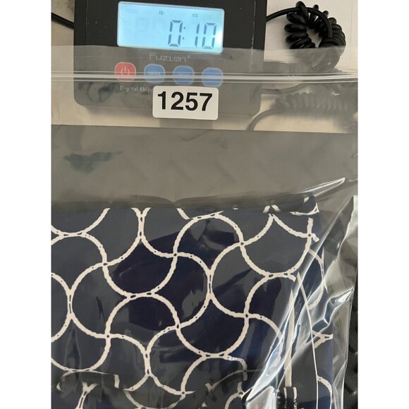 La Vanya Womens Blouse Metal Cut Out Collar 3/4 Sleeves Blue/White Petite PM - Picture 9 of 9